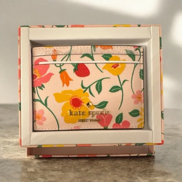 kate spade Bags New Kate Spade Floral Card Holder In Pink And